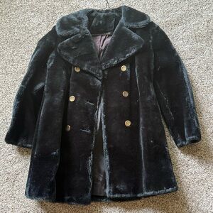 Vintage black faux fur made in the USA ILGWU tag